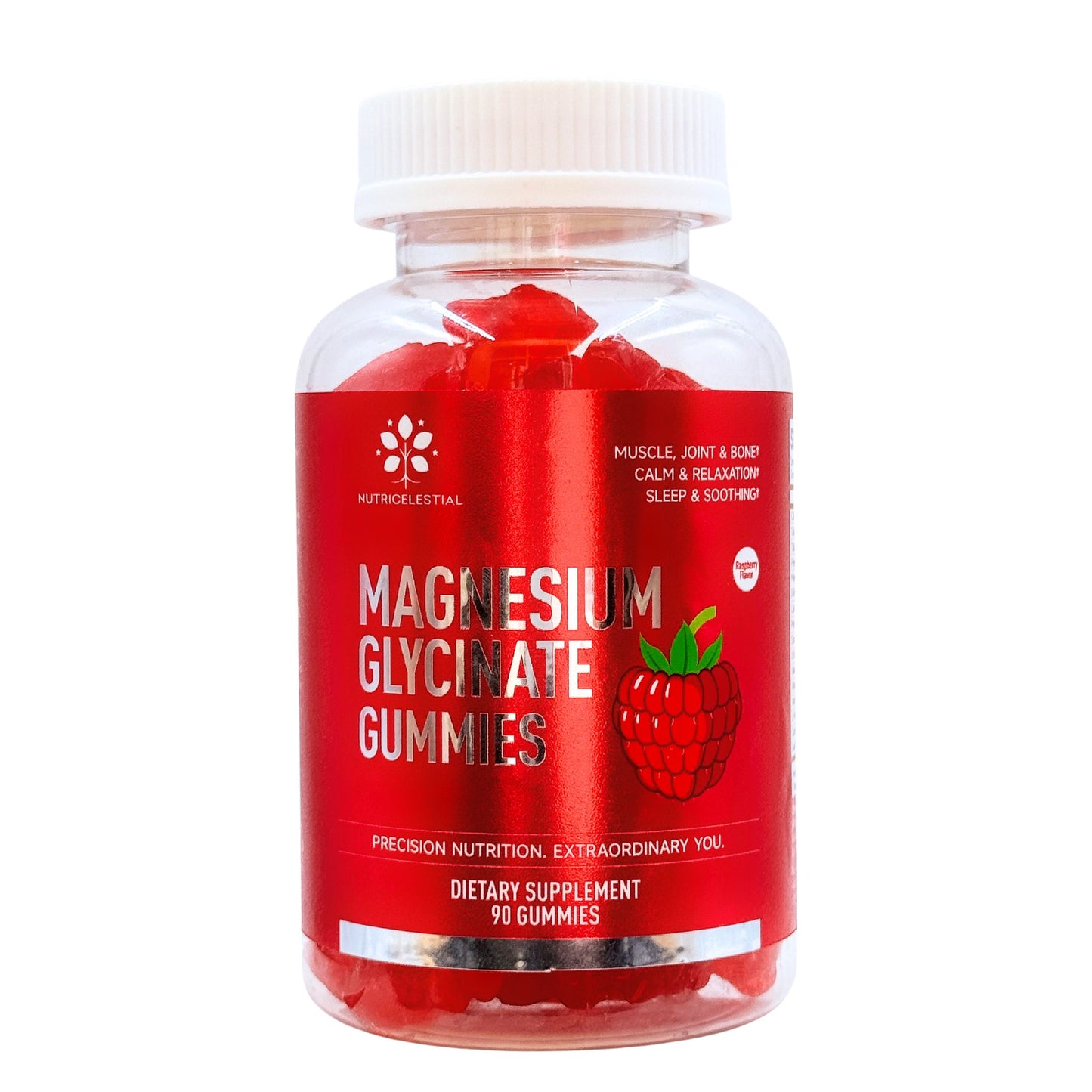 NutriCelestial Magnesium Glycinate Gummies – High Absorption, Sugar-Free, Vegan, Non-GMO Raspberry Gummies