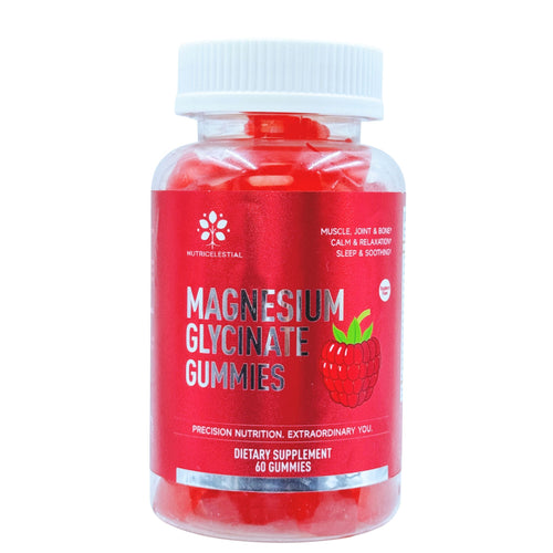 NutriCelestial Magnesium Glycinate Gummies – High Absorption, Sugar-Free, Vegan, Non-GMO Raspberry Gummies