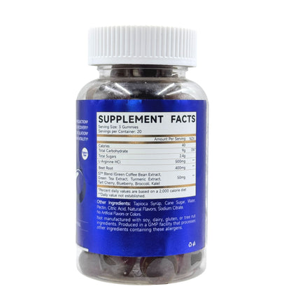 NutriCelestial Nitric Oxide Gummies – L-Arginine, Beet Root & S7® Blend – Vegan, Non-GMO, Gluten Free – Blueberry Flavor