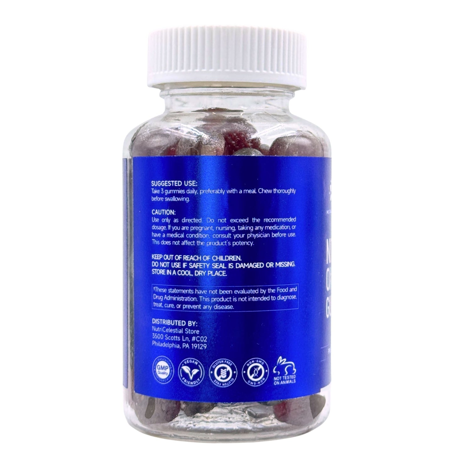 NutriCelestial Nitric Oxide Gummies – L-Arginine, Beet Root & S7® Blend – Vegan, Non-GMO, Gluten Free – Blueberry Flavor